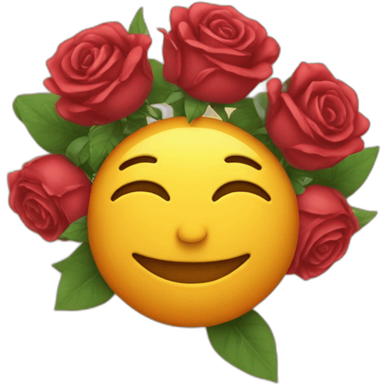 sun smiling with roses on his head emoji