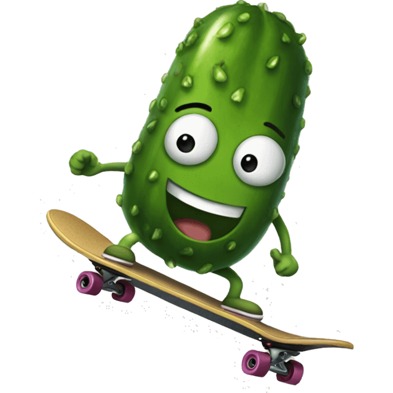 Pickle riding a skateboard  emoji