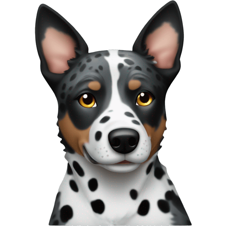 Black and white spotted Australian cattle dog full body blue eyes emoji