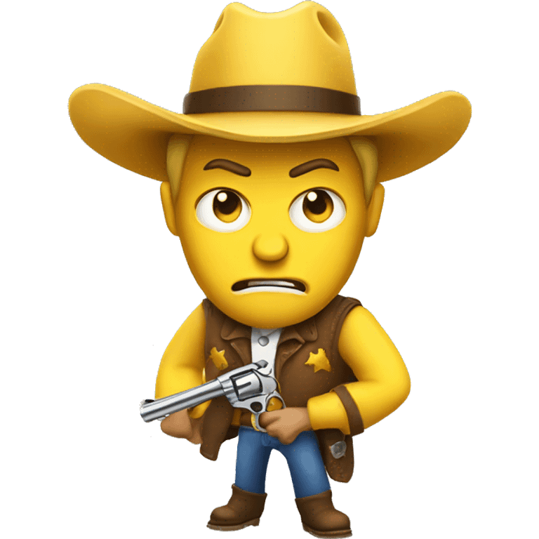 Angry yellow cowboy holding revolver emoji