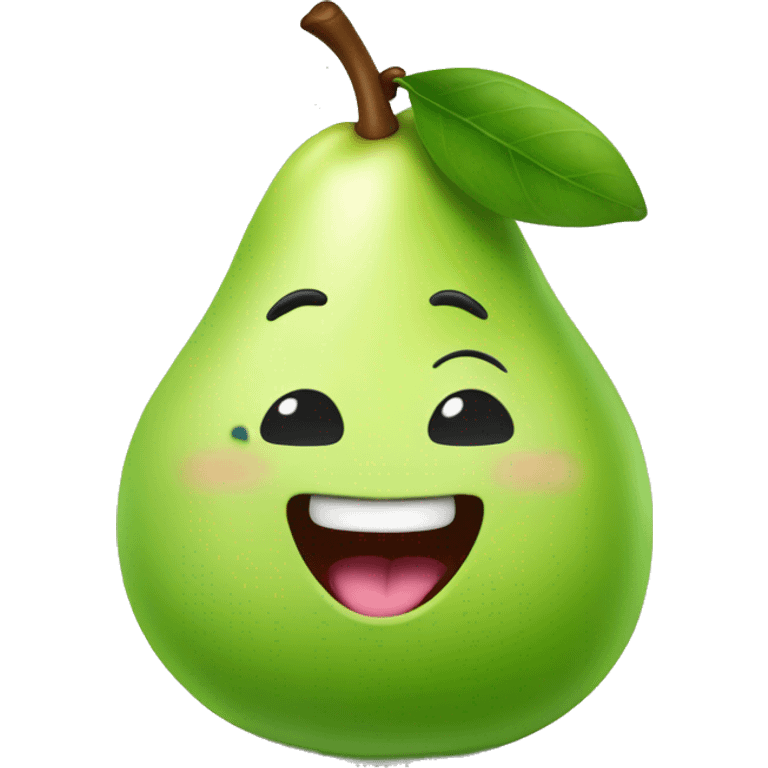 Green Cute pear with tongue emoji