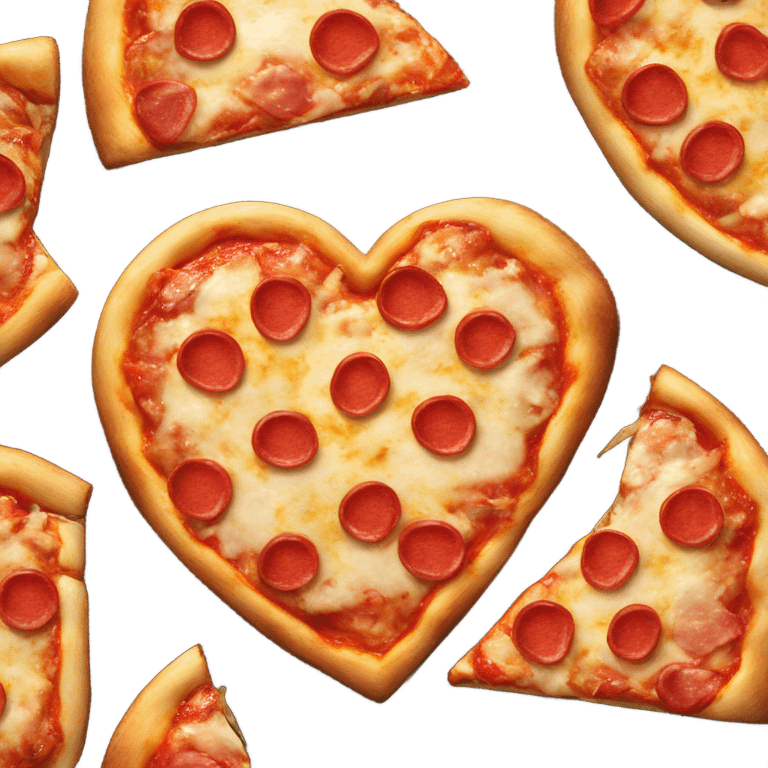 Create a photo Realistic heart shaped pizza emoji