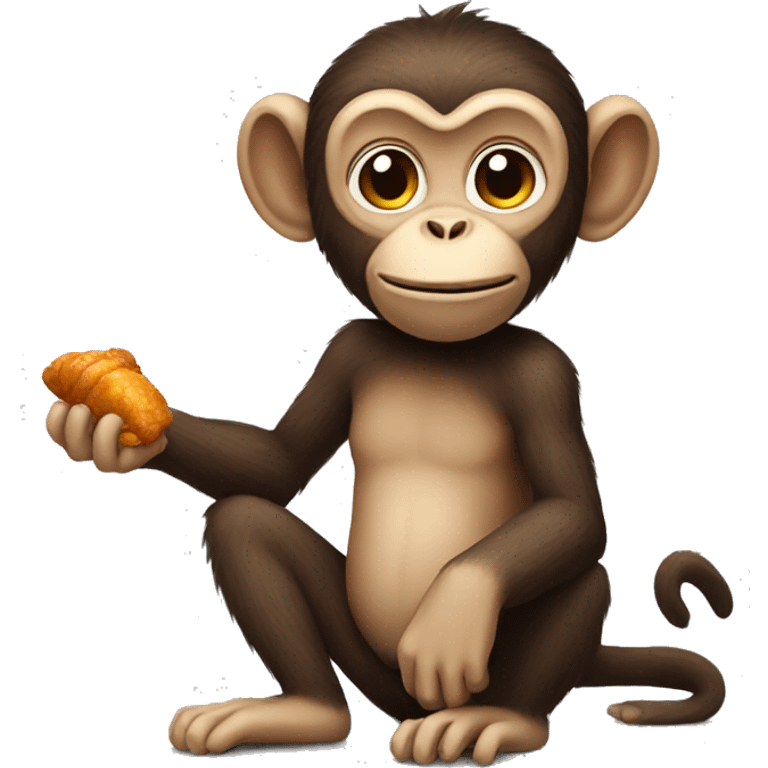 Monkey holding a chicken wing emoji