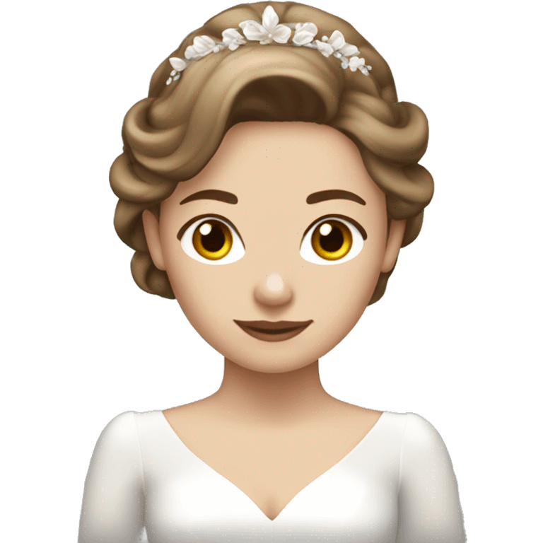 White woman white brown hair hairlights in wedding dress emoji