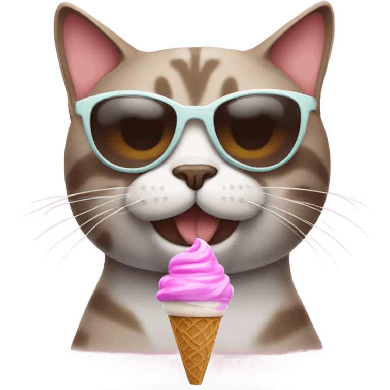 cat with ice cream and sunglasses emoji