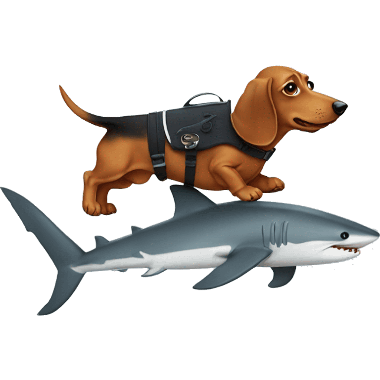 dachshund riding on a sharks back emoji