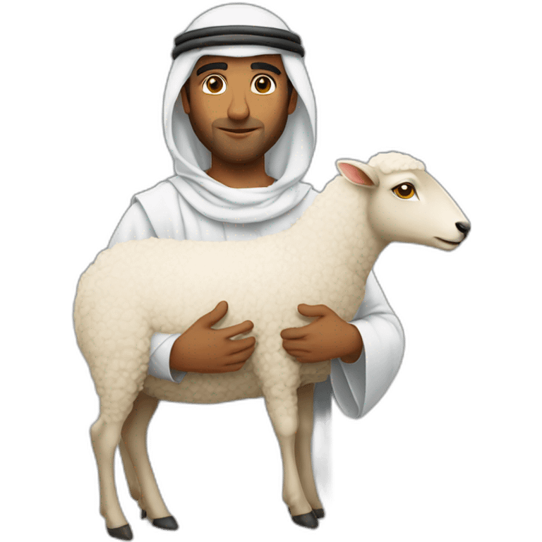 arab holding sheep from behind emoji