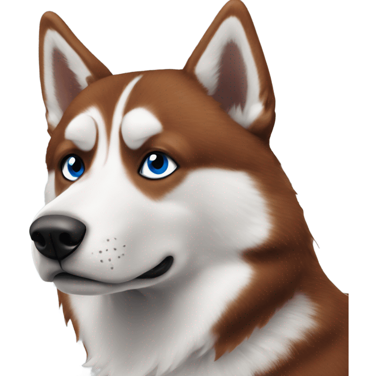 Rusty red husky with one brown eye and one blue eye emoji