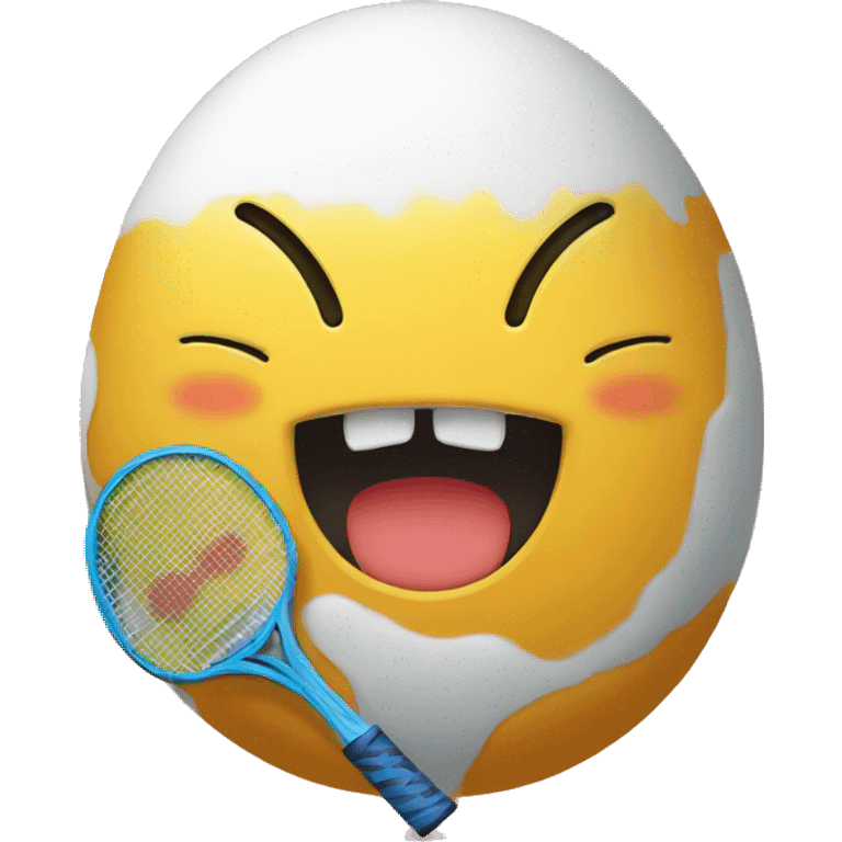 the meow blob emoji with a table tennis racket on its head emoji