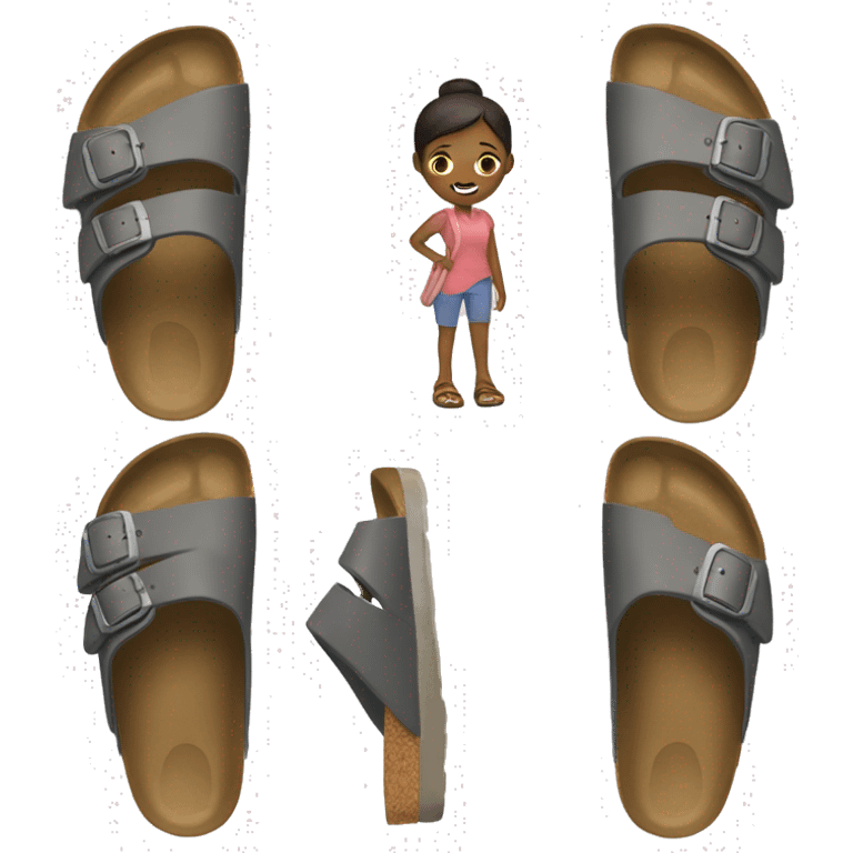 A woman wearing Birkenstock arizona sandals emoji