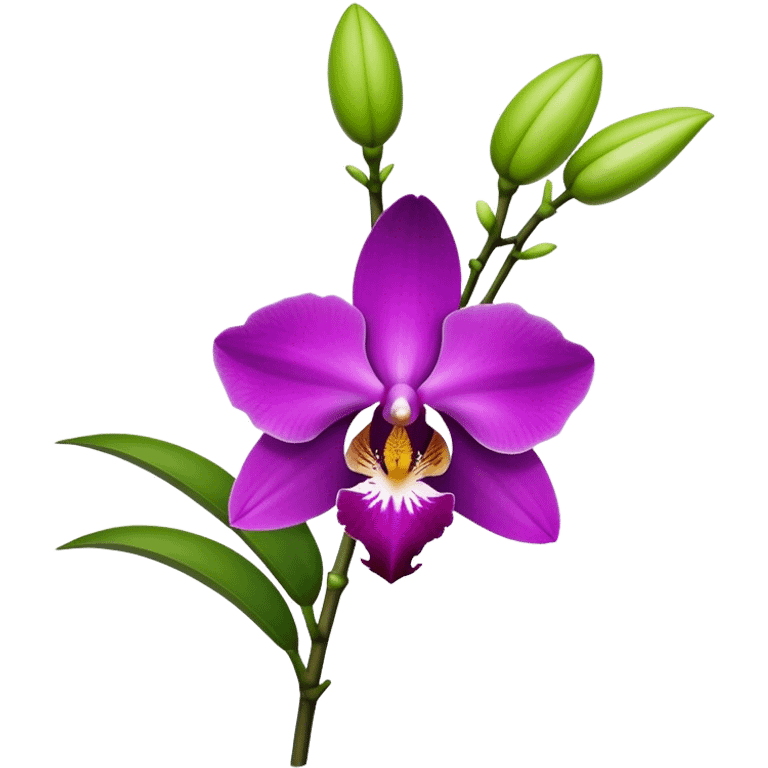 single purple Dendrobium Orchid flower, stem emoji