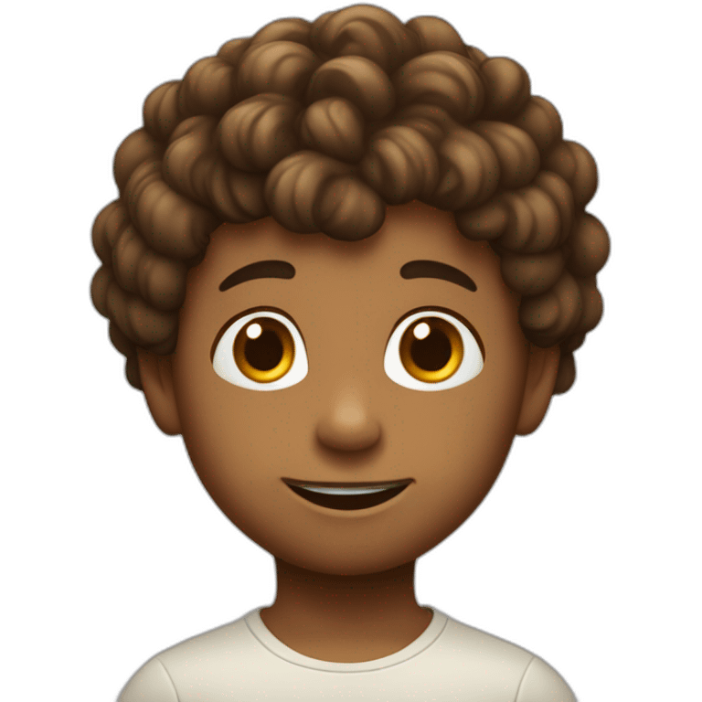 niño pequeño con pelo rizado y con una cereza emoji