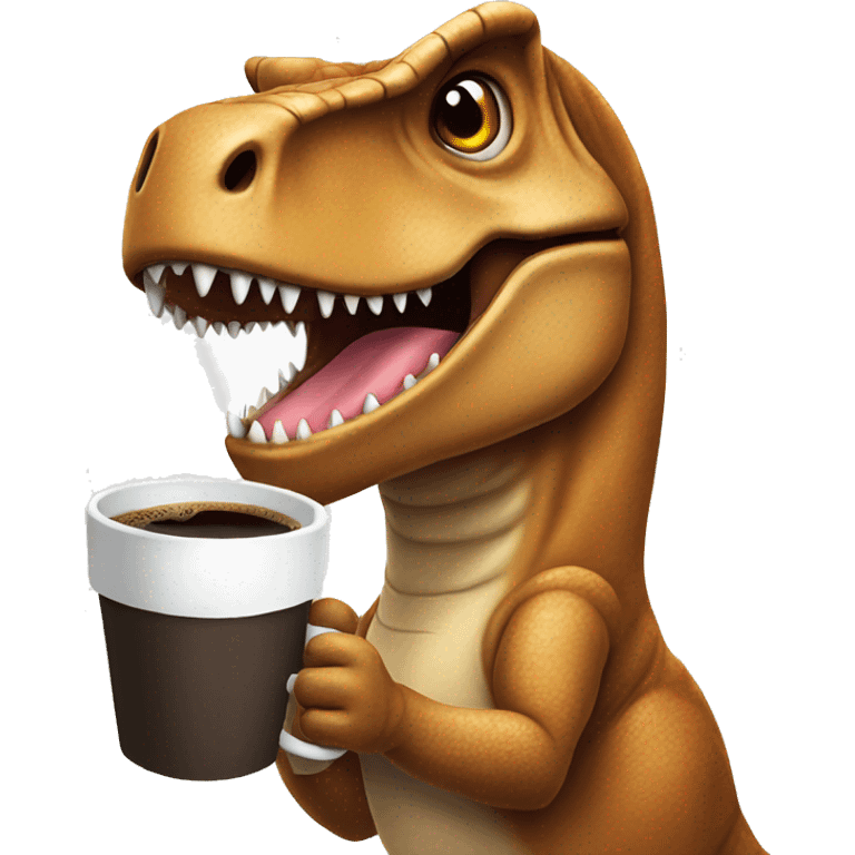 T-Rex with coffee emoji