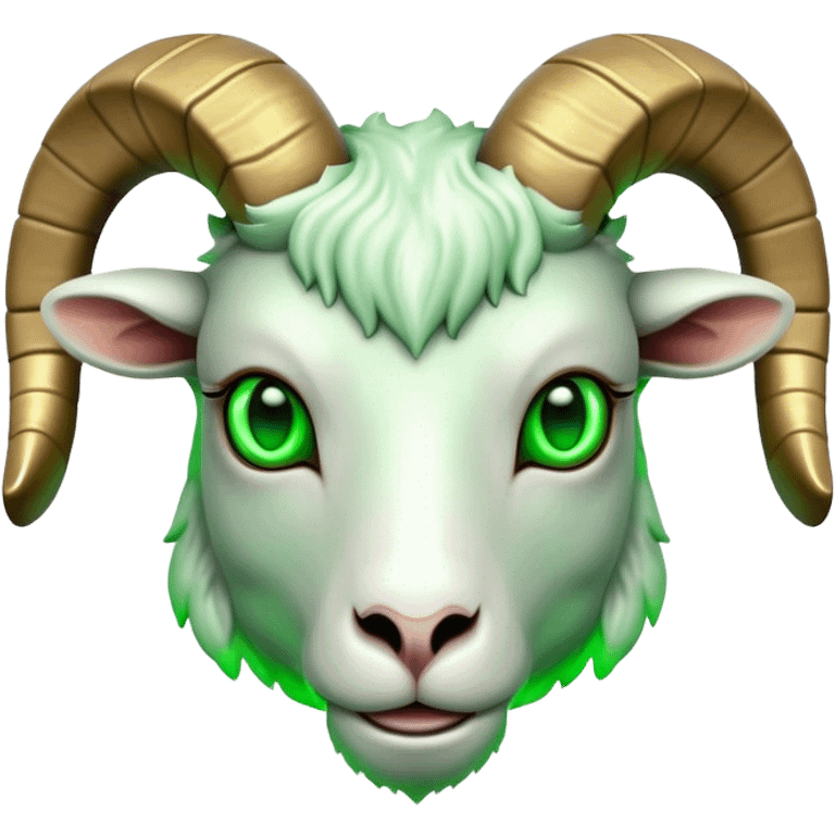 Cybornetic Ram(Goat) head green glowing eyes emoji