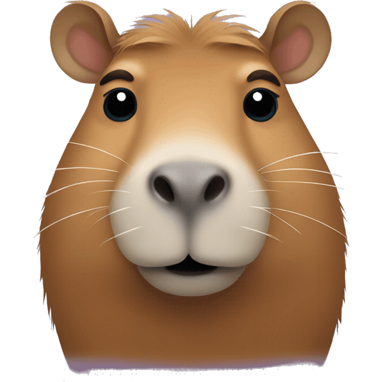 Emoji style capybara face with heart eyes emoji