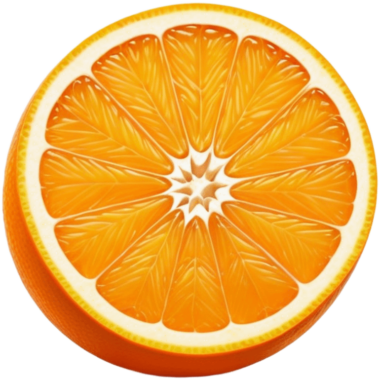 Cinematic juicy orange, sliced open to reveal glistening, bright citrus flesh, soft golden highlights, fresh and refreshing, natural and vibrant. emoji