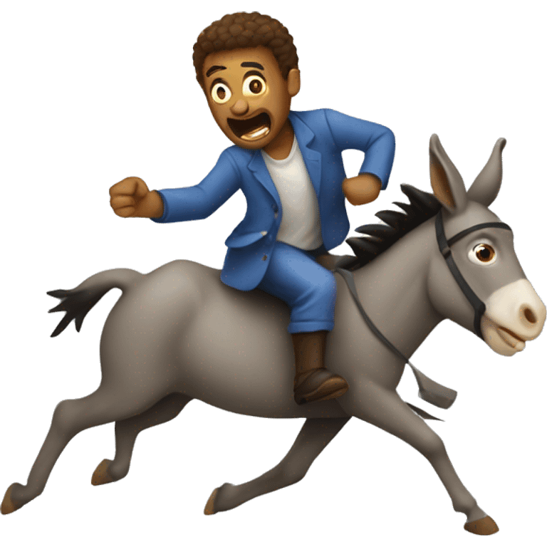 Man being chased by a donkey emoji