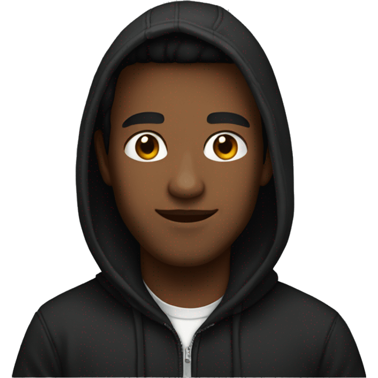 A guy wearing a black hoodie  emoji