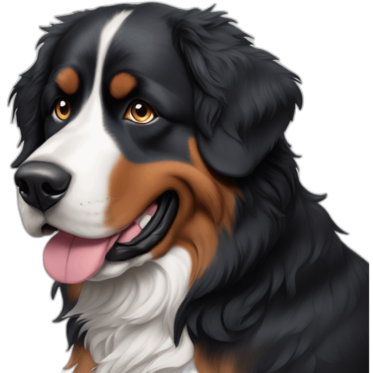 bernese mountain dog with his male blue-eyed unbearded owner emoji