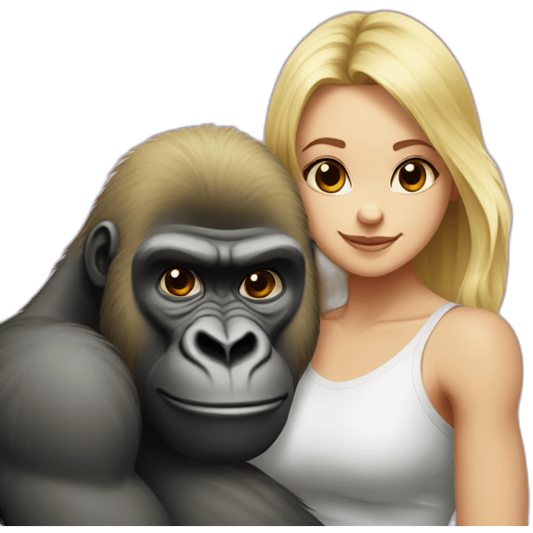 Buff Gorilla with a shy blonde girl emoji