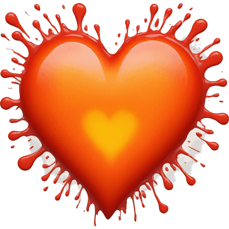 bleeding red heart glowing red-orange with splatter emoji