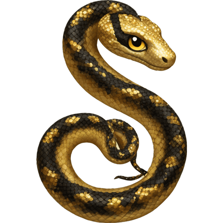 Gold and black sparkly snake emoji