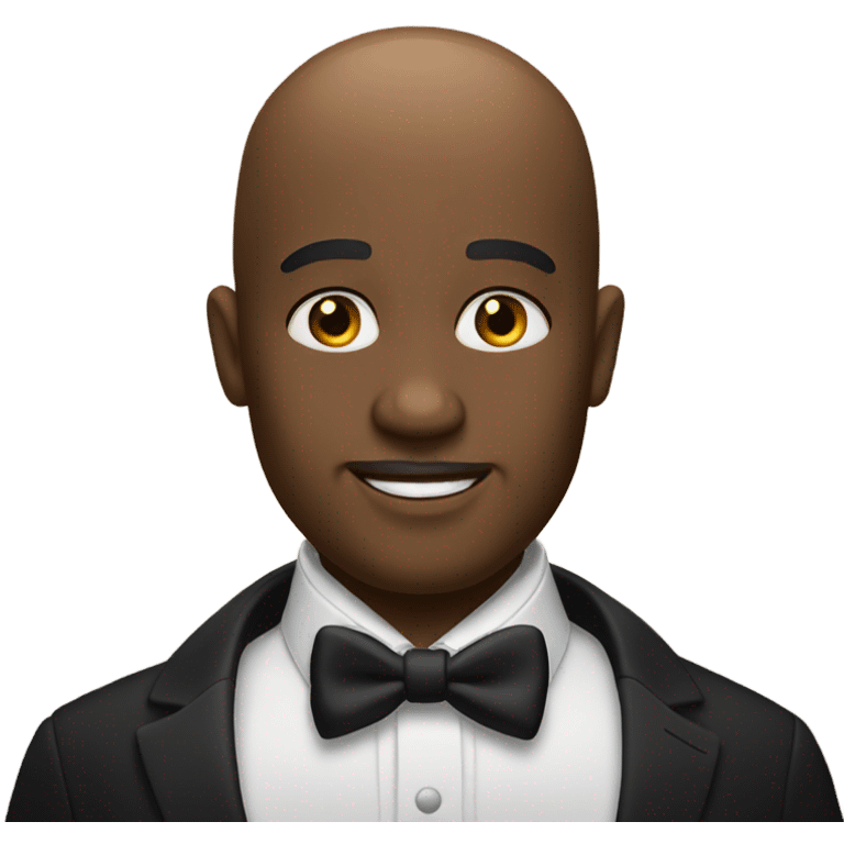 Black bald man in tuxedo  emoji