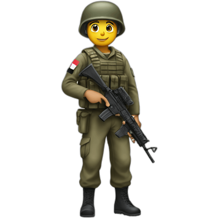 A soldier holds the of the palestine emoji