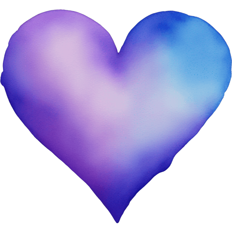 Blue and Purple watercolor heart emoji