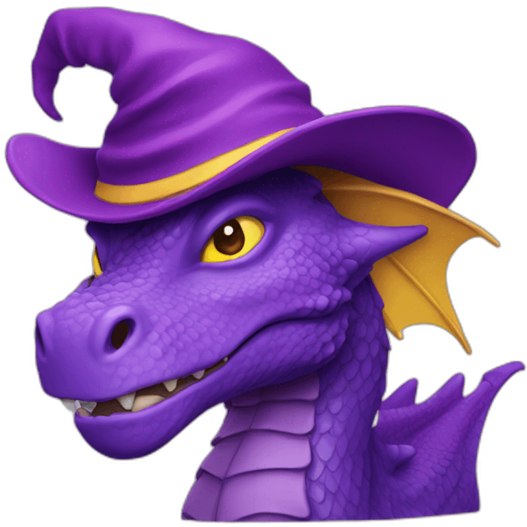 purple dragon with yellow eyes wearing wizard hat emoji