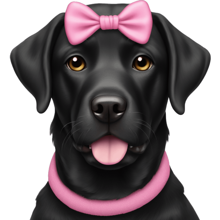 Dog black Labrador with a pink scrunchie emoji