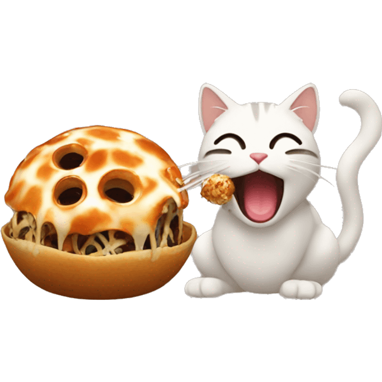 Cat eating takoyaki emoji