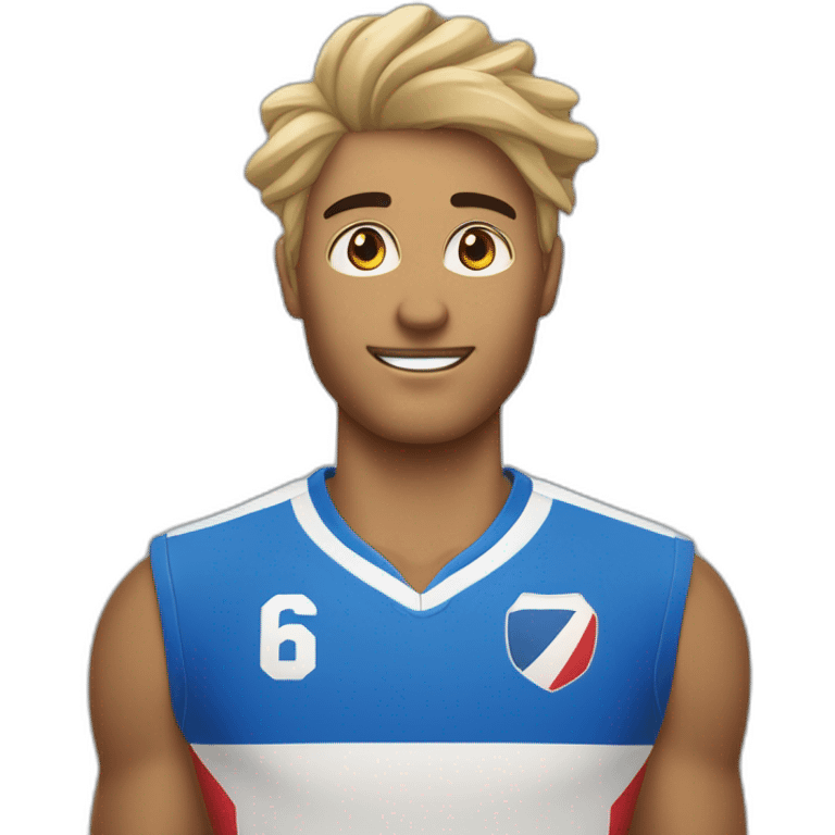 Joueur de volley ball avec les cheveux blod les garcon yeux bleu emoji