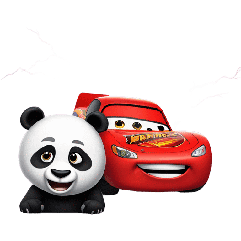 Panda with Lightning mcqueen emoji