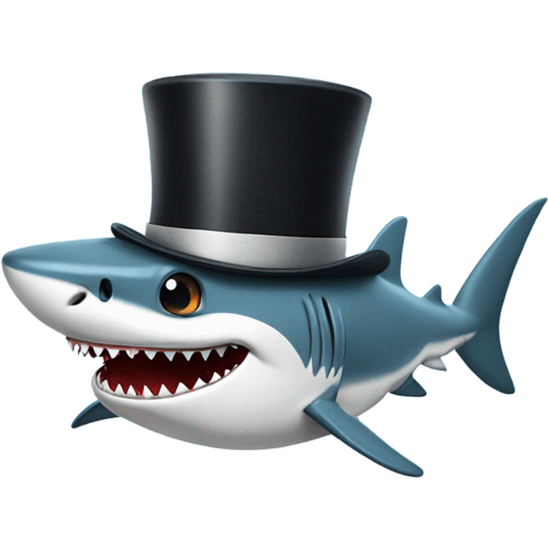 Shark with a top hat emoji