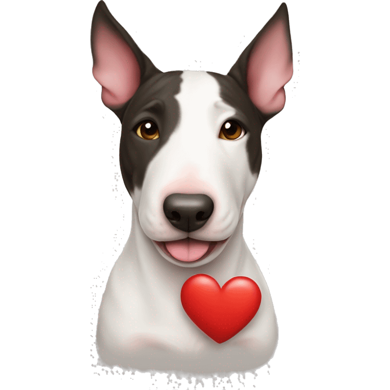 bull terrier with heart emoji