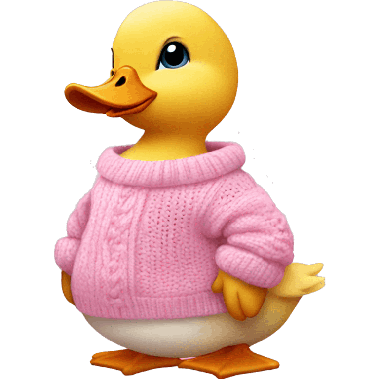 Baby duck wearing pink sweater emoji