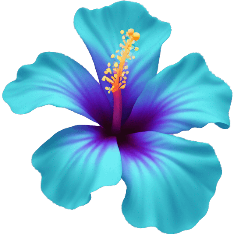 A cyan and violet hibiscus flower emoji