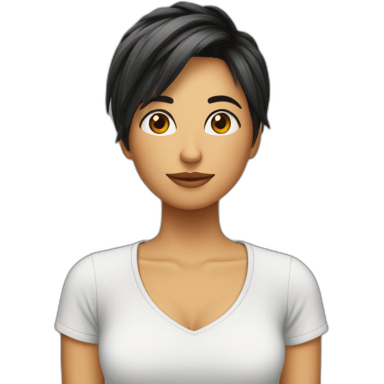 Chica morocha cabello corto abrazando planta  emoji