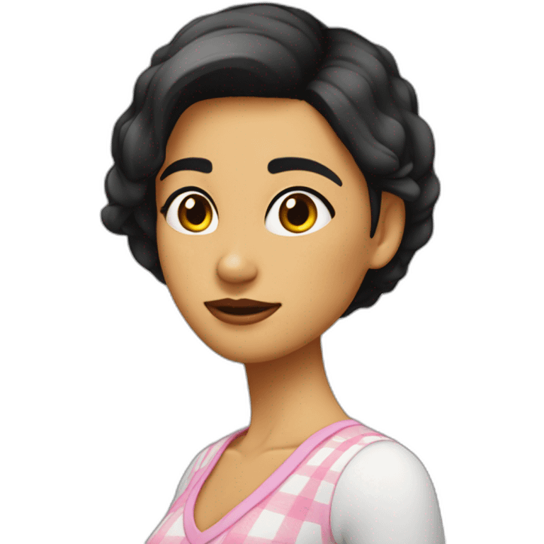 Chica morena con corte Bob y ojos achinados emoji