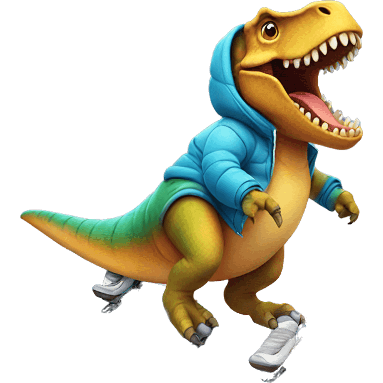 Dinosaur on a snowboard  emoji