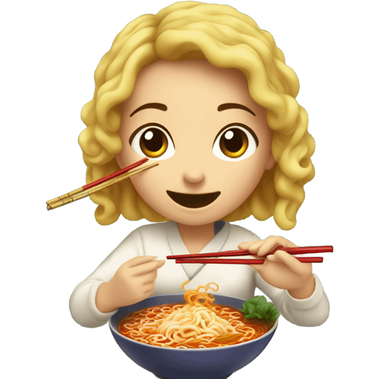 girl eating spicy ramen emoji