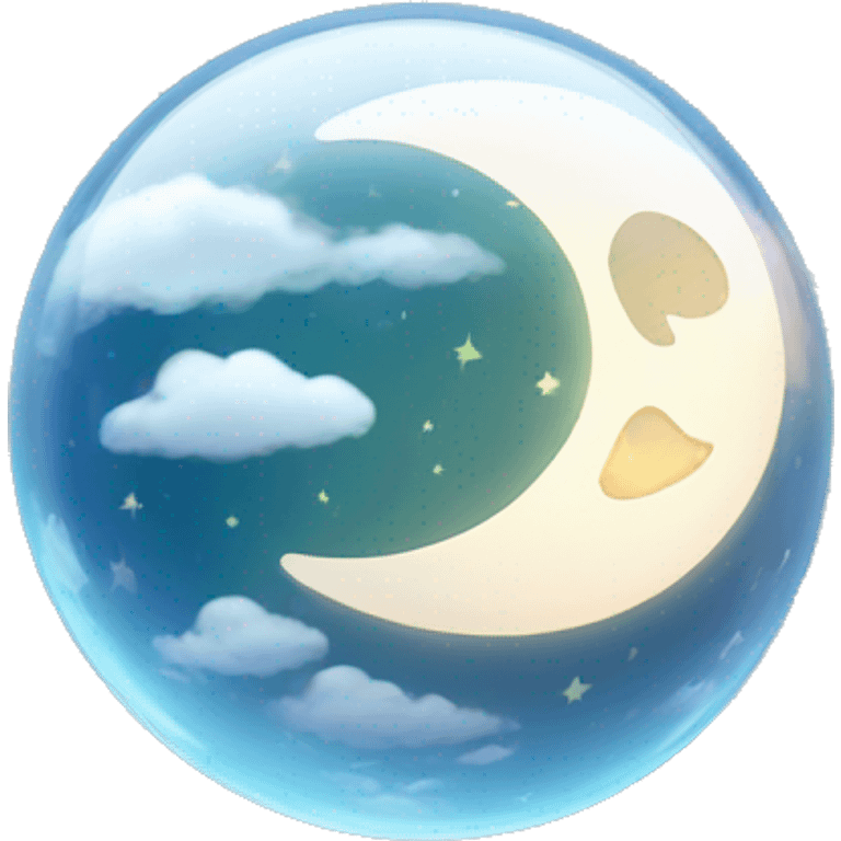 Cloud in a glass sphere with a glowing moon in the middle emoji