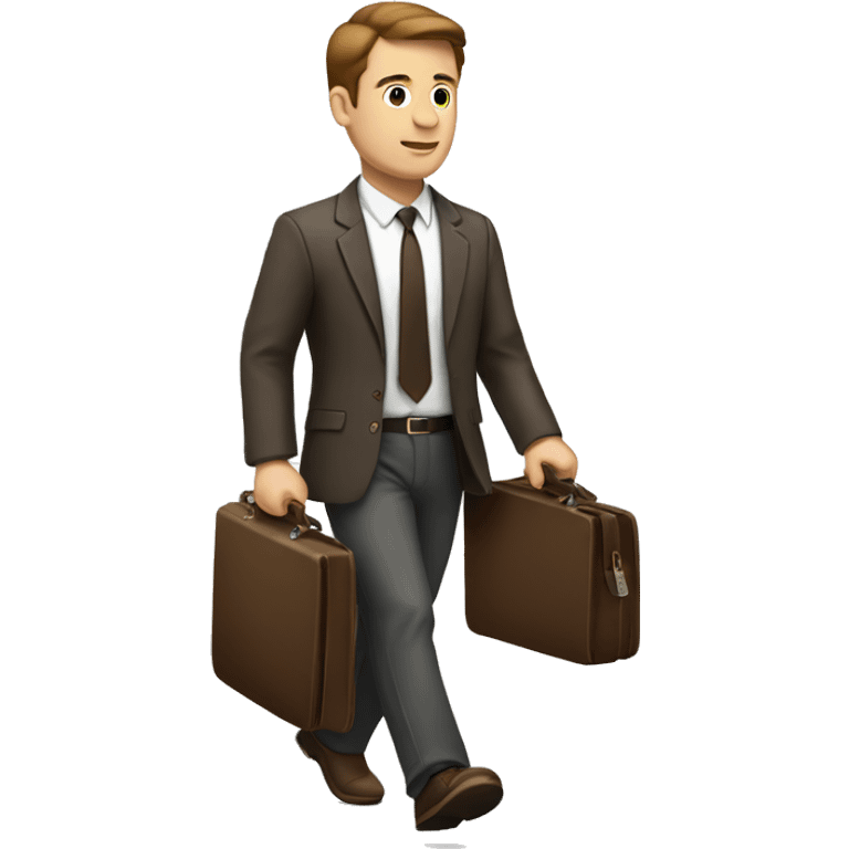 White man brown hair walking with briefcase facing right emoji