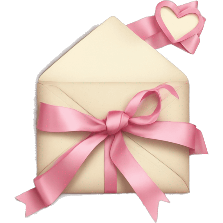 vintage love letters in envelope tied with a baby pink ribbon  emoji