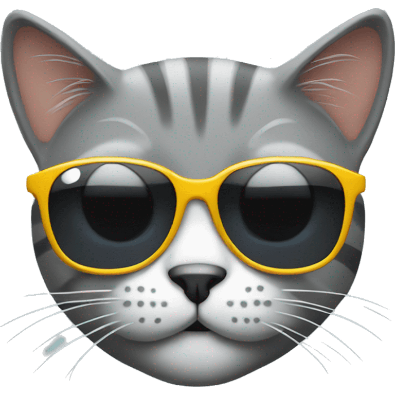 Grey lined cat with sun glasses emoji