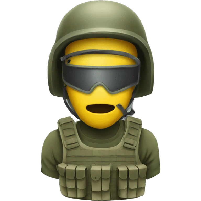 army emoji with ballistic mask emoji