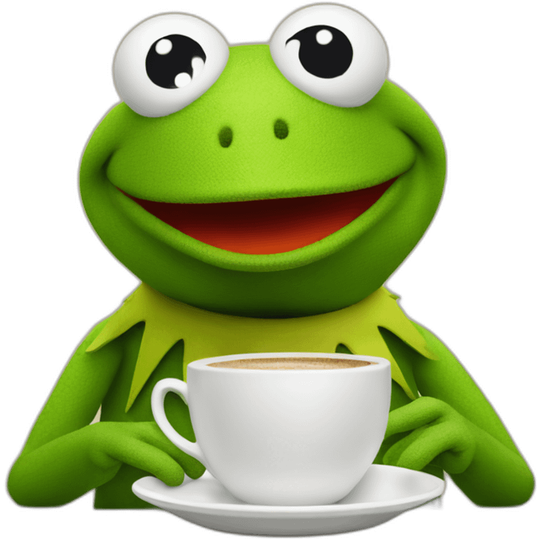 kermit the frog with a cup of coffee emoji