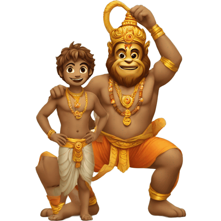 Hanumanji with a boy  emoji