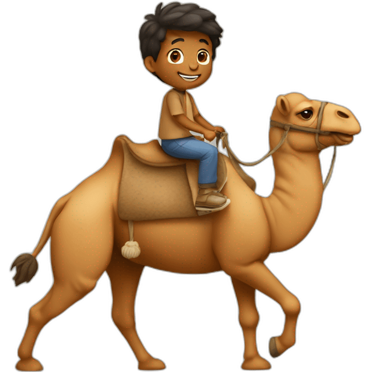 little boy riding a camel emoji